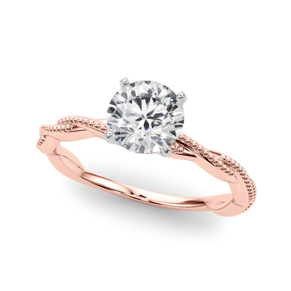 Twisting Milgrain Sterling Silver Solitaire Lab Grown Diamond Ring VS F 1.00 Ct