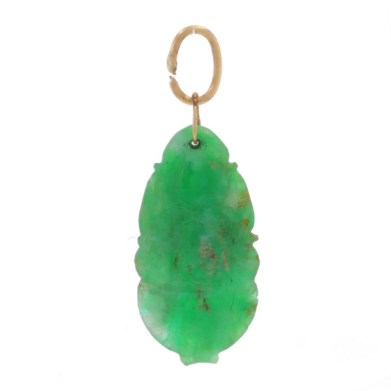 Yellow Gold Jadeite Potted Plant Charm – 14k Carved Botanical Nature Pendant