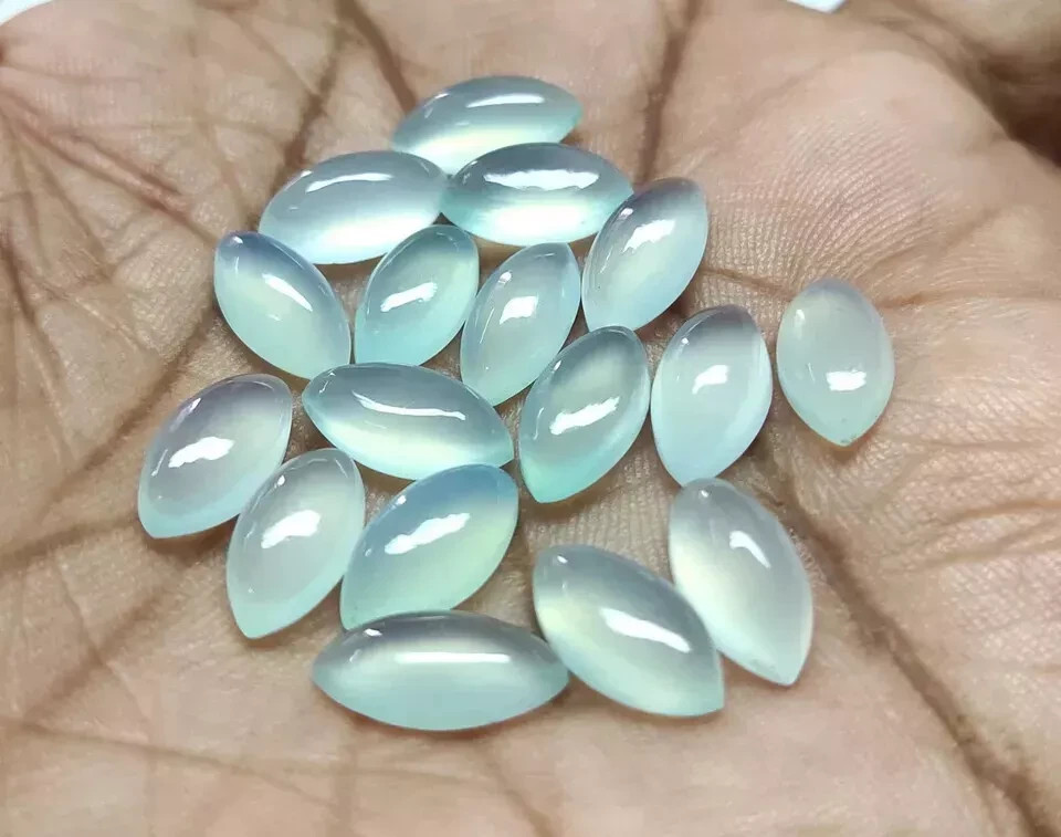 AAA+ Aqua Chalcedony “Cabochon” Marquise Shape Loose Gemstone For Jewelry Making