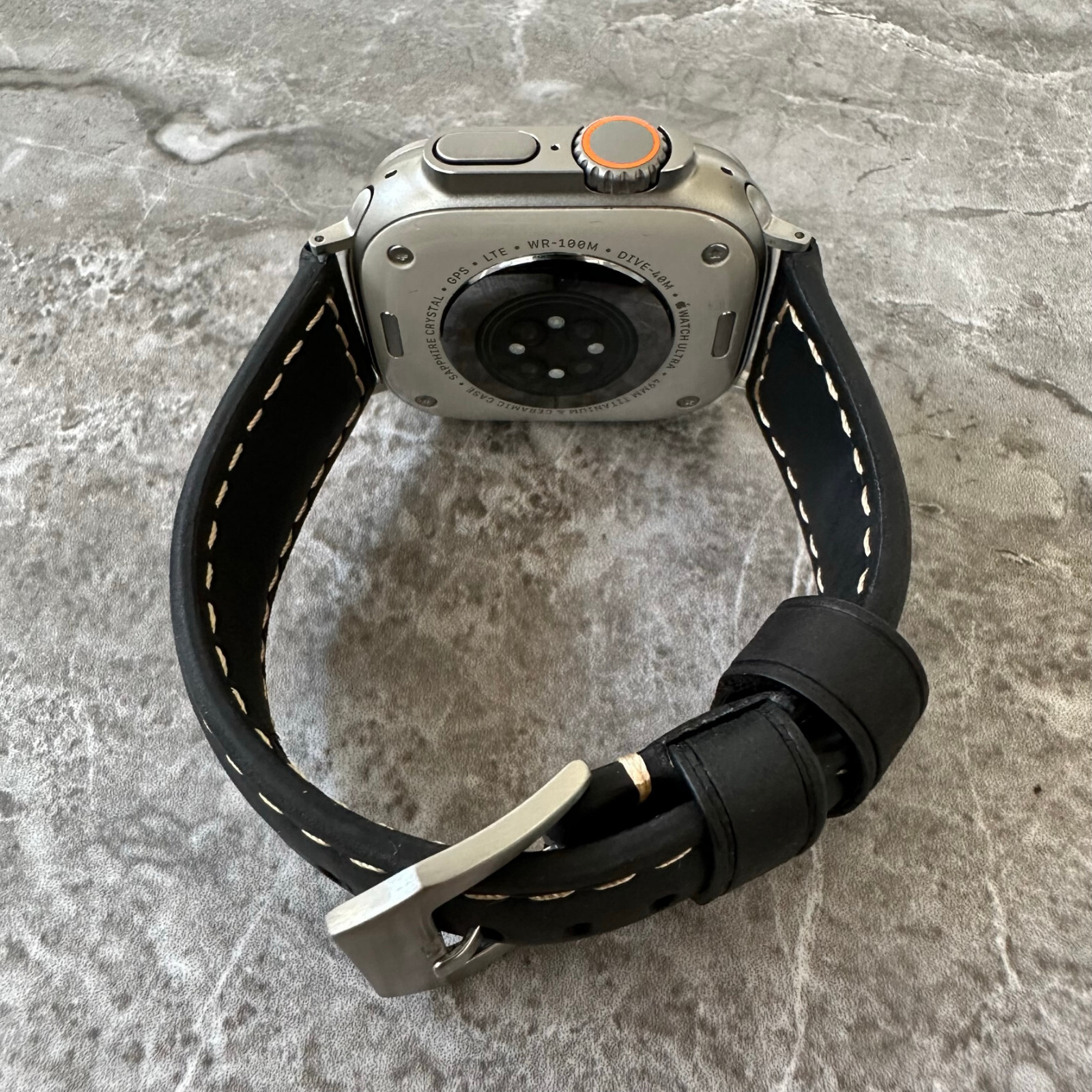 Black Suede Padded Leather Watch Strap Band For NEW Apple Watch Ultra 1 2 49mm