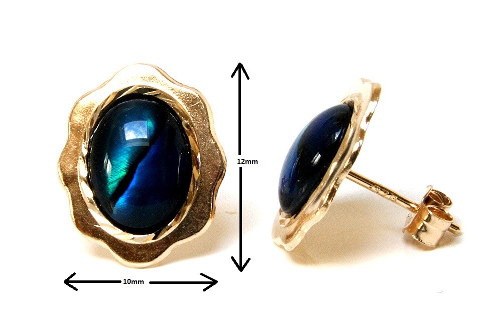 9ct Gold Abalone Paua Shell Studs earrings Made in UK Gift Boxed Birthday Gift