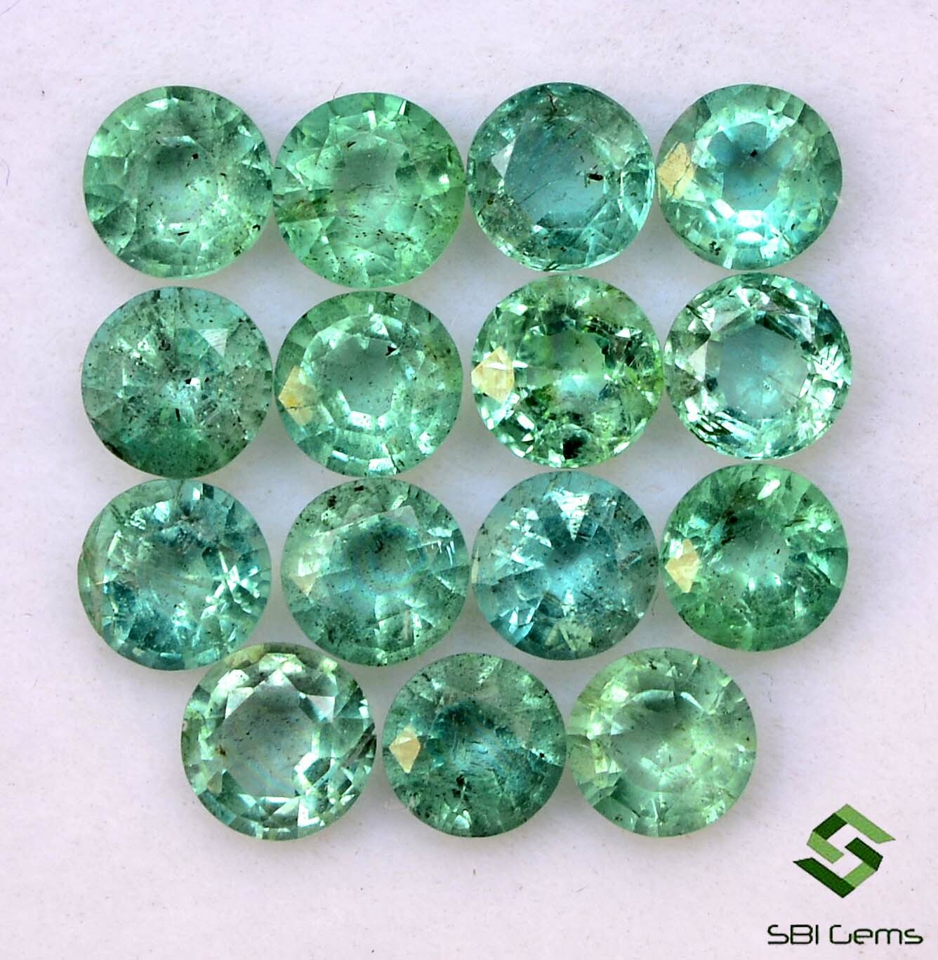 5.05 Cts Certified Natural Emerald Round Cut 4.50 mm Lot 15 Pcs Loose Gemstones