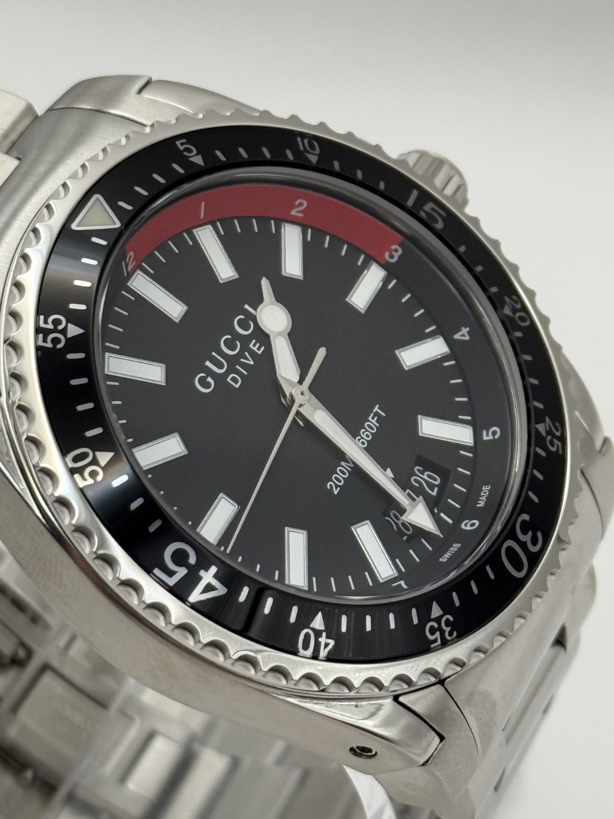 ​GUCCI Dive YA136212 Black Stainless Steel Men’s Watch 45MM – Brand New