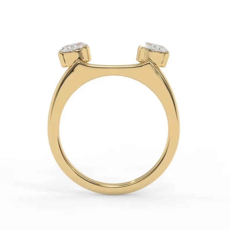 3TCW Lab Grown Diamond Wrap Custom Double Oval Wedding Ring 14k Yellow Gold