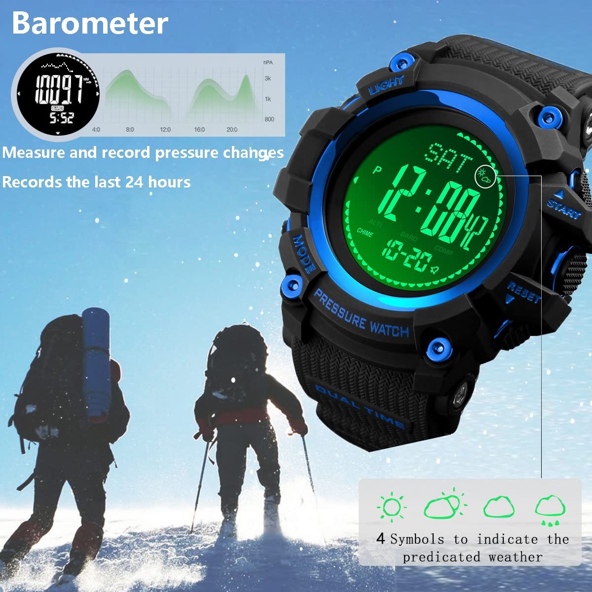 Digital Sport Watch 53mm Compass Altimeter Barometer Pedometer – Waterproof