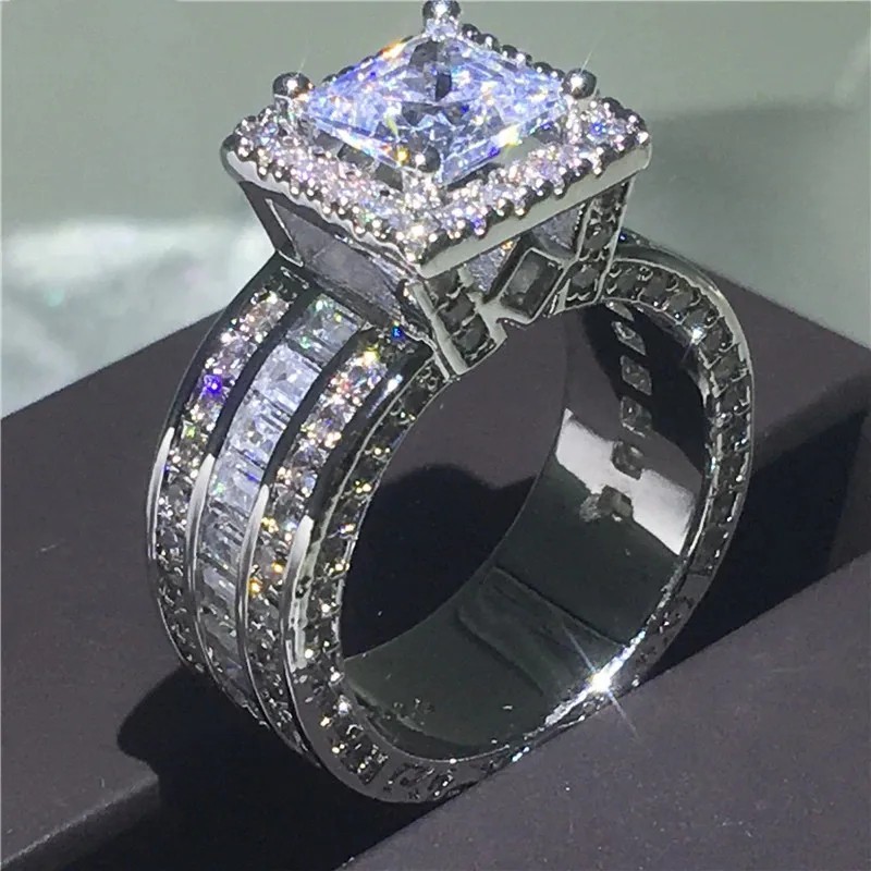 Women’s Stainless Steel Round Cut Cz Engagement Ring Band
