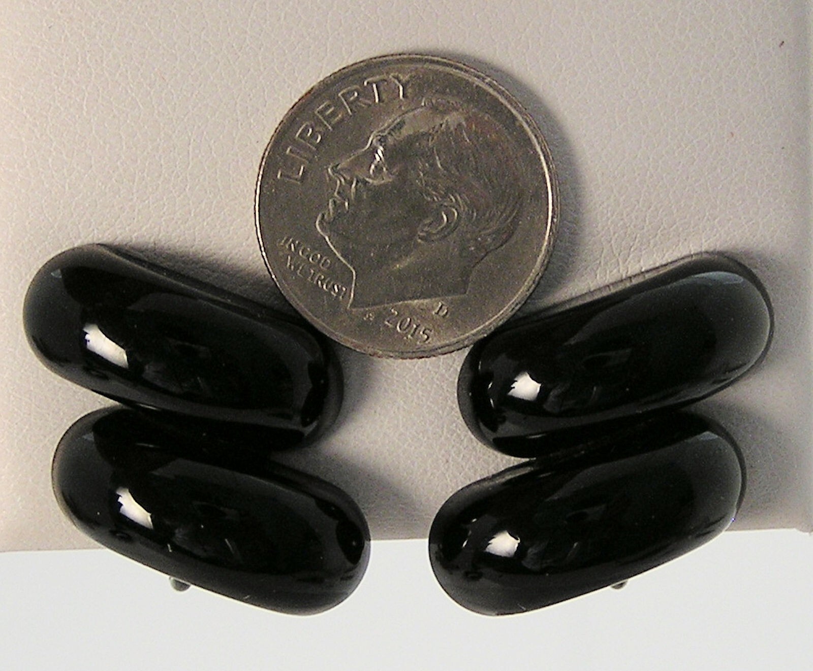 Vintage Napier Black Enamel Angled Oval dome Capsule Link Bracelet Earrings Set