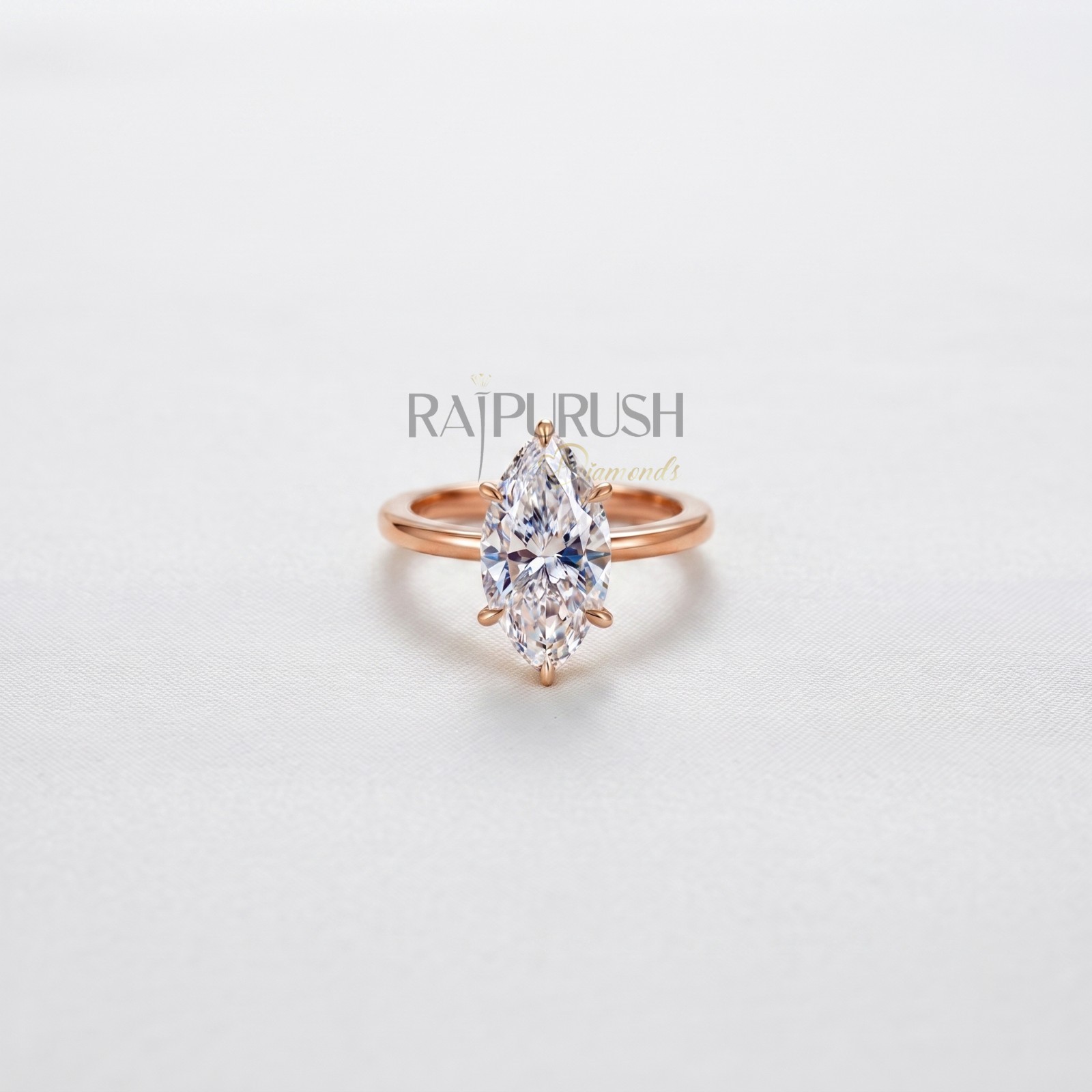 Marquise Cut Moissanite Engagement Ring -Sterling Silver Solitaire Promise Ring