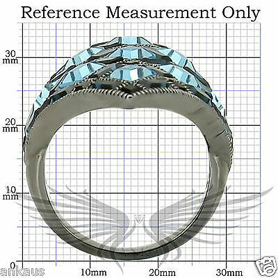 Square Top Grade Crystals Cocktail Ruthenium Fashion Ring 5 6 7 8 9 10 0W235 *
