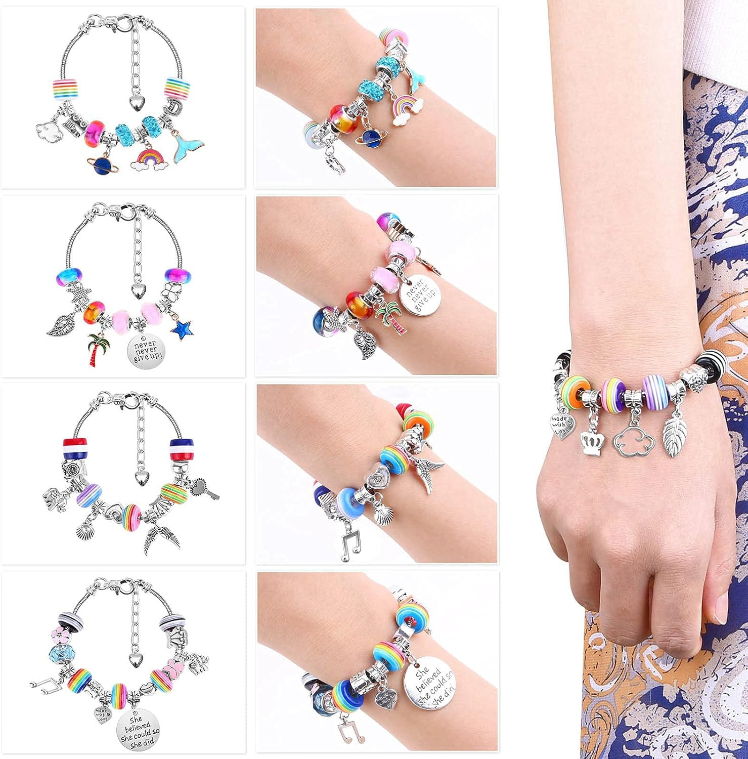 85 Pcs Charm Bracelet Making Kit, DIY Charm Bracelets Beads for Adults and Begin