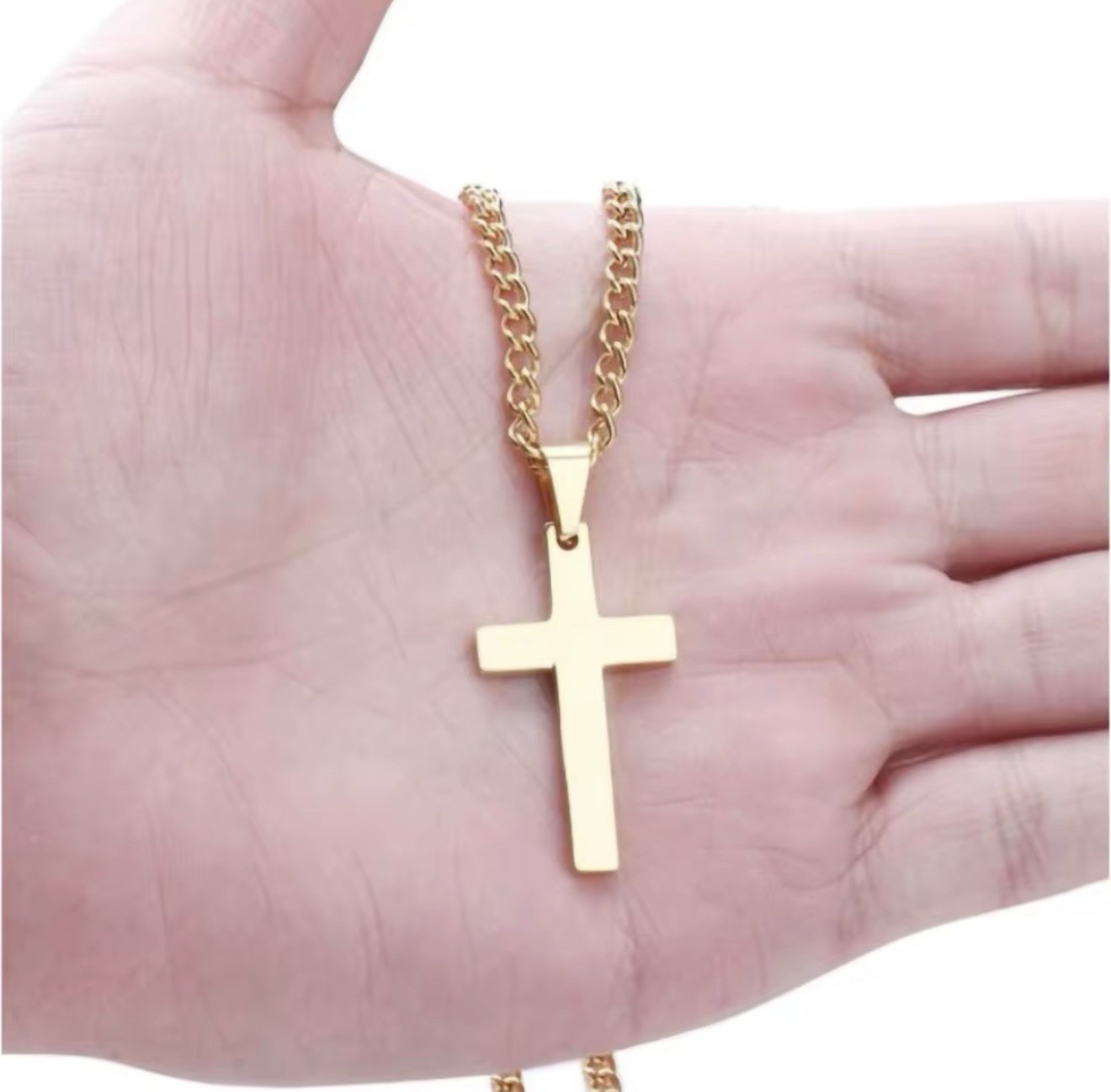 Stainless Steel Cross Pendant Necklace for Men or Women – Gold, Silver, or Black