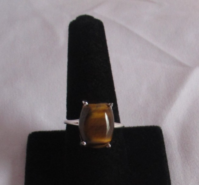 South African Tigers Eye Ring in Sterling Silver (Size 9.0) 10.75 ctw Ring Box