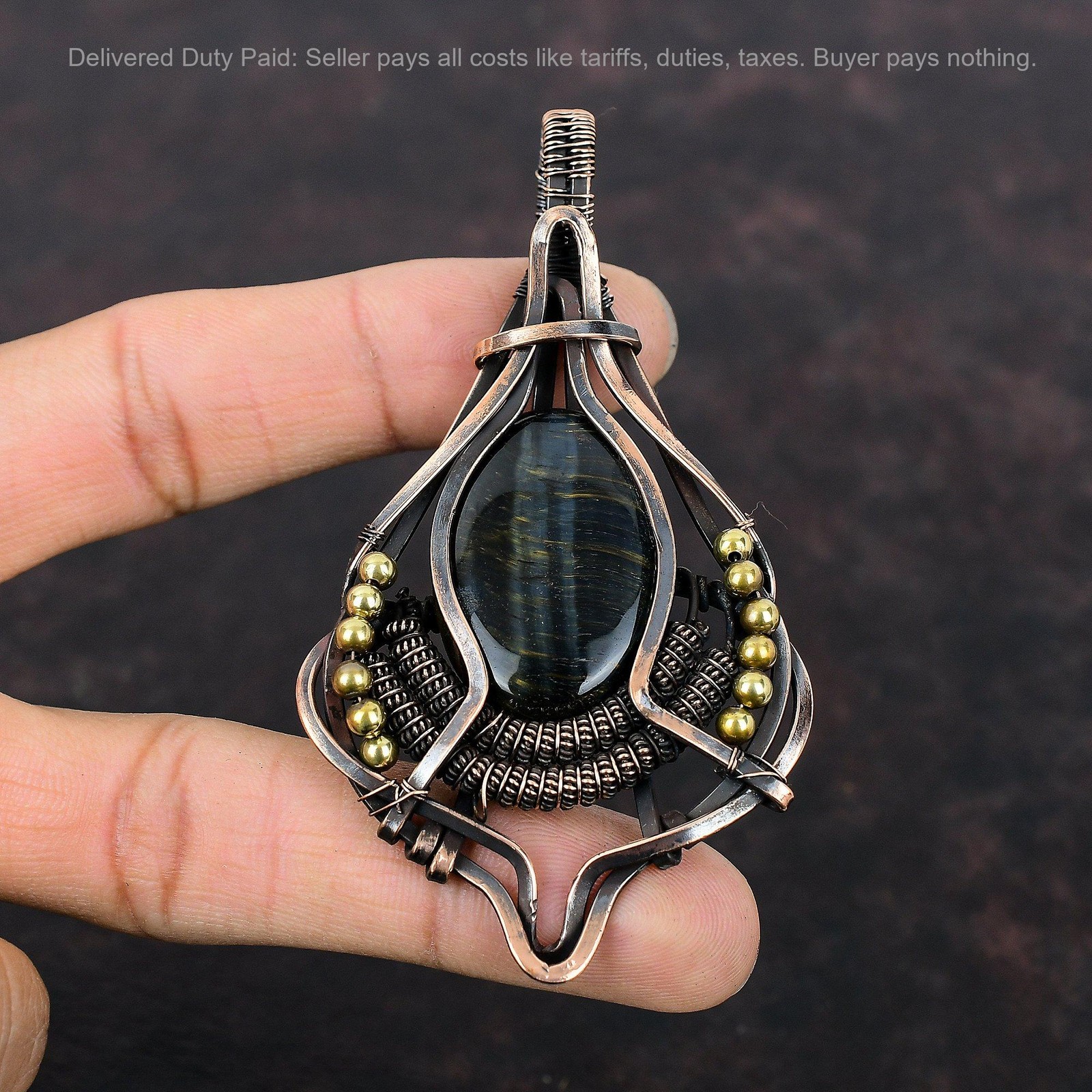 Oval Nellite Stone Copper Birthday Wire Wrapped Daughter Wedding Pendant Jewelry