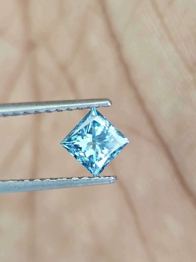 CERTIFIED 5.20 Ct Natural blue priencess Diamond LOOSE VVs/ 9.5 mm