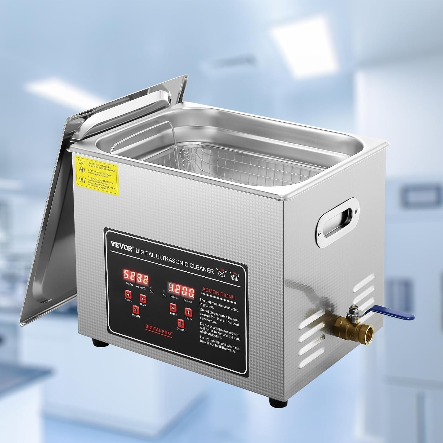 Ultrasonic Jewelry Cleaner 10L Digital Timer Heater Stainless Steel Versatile