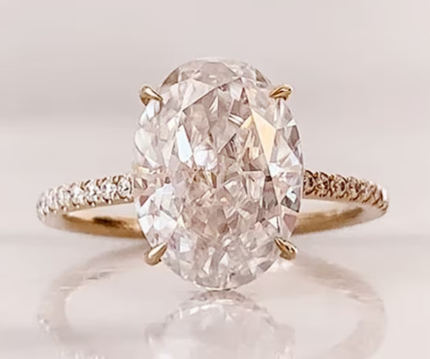 4.20Ct Oval-Cut E/VS1 Lab Grown Diamond Hidden Halo Wedding Ring 14K Yellow Gold
