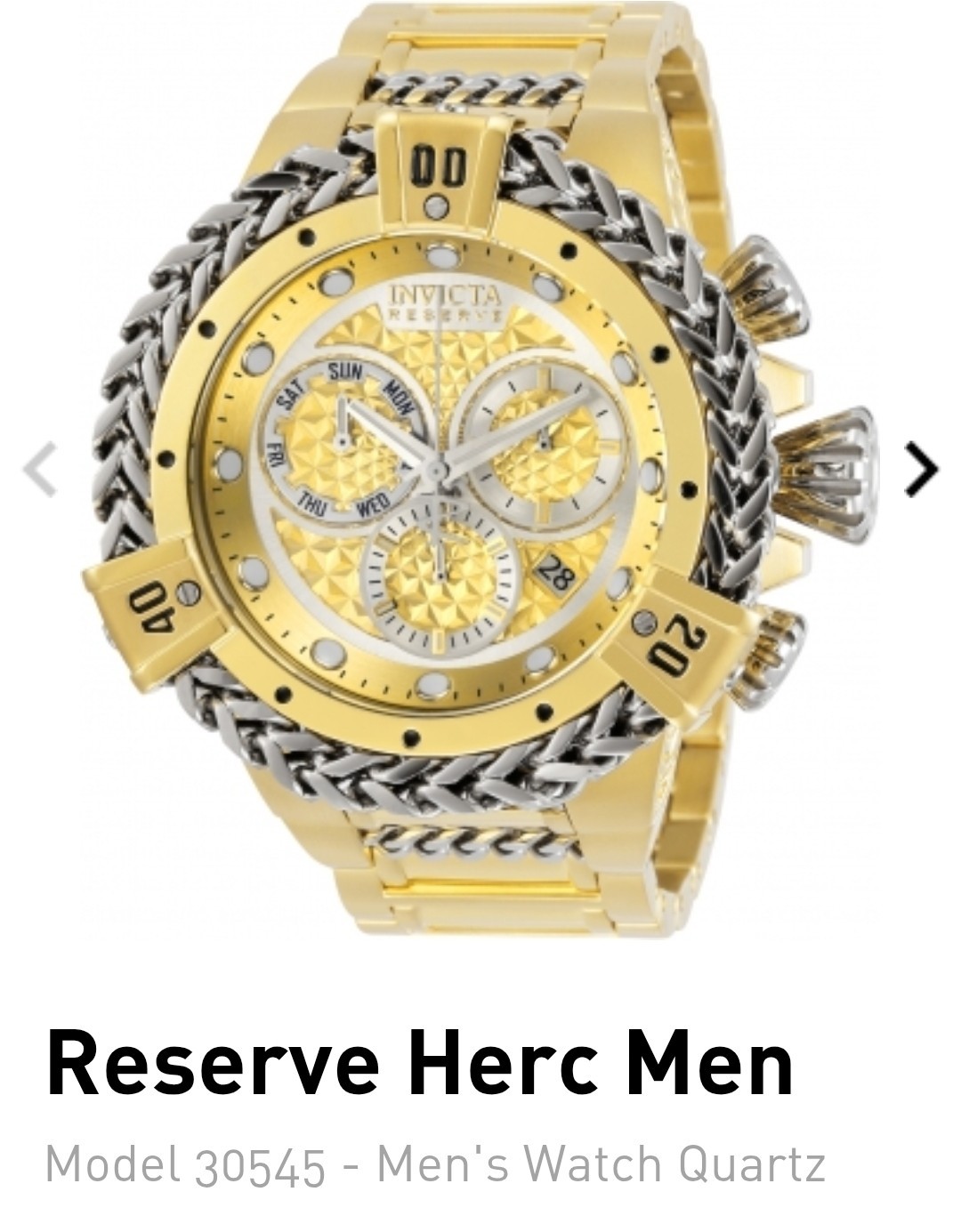 Invicta Reserve Hercules Men Model 30545 – 53mm, With Extra LINKS Free SHIPPING