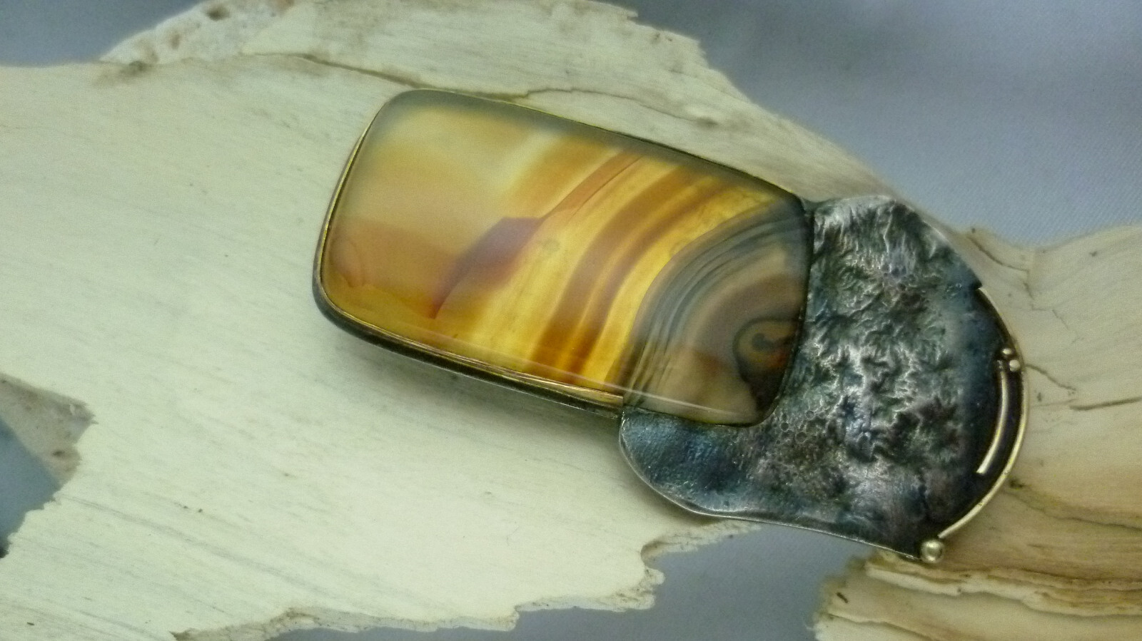 Brooch artist with master hallmark probably jasper 900 silver