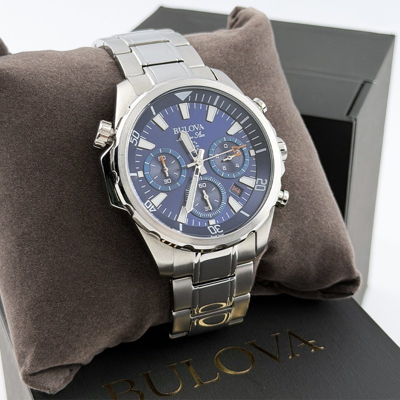 Bulova Marine Star Men’s New Blue Dial Quartz Chronograph Watch 43MM 96B256