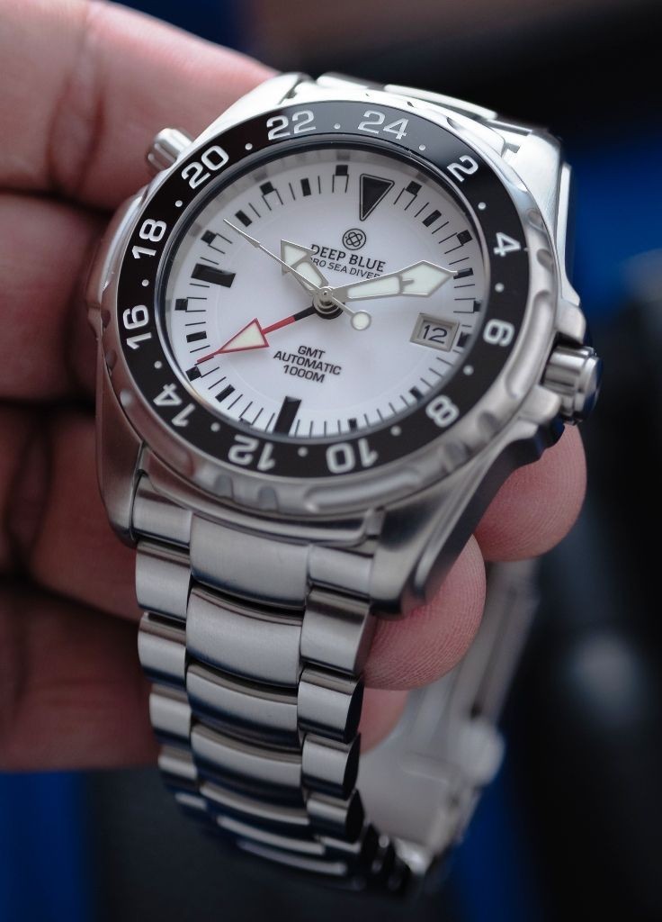 DEEPBLUE PRO SEA DIVER 1000M EXPEDTION GMT AUTOMATIC CERAMIC BEZEL WHITE NEW