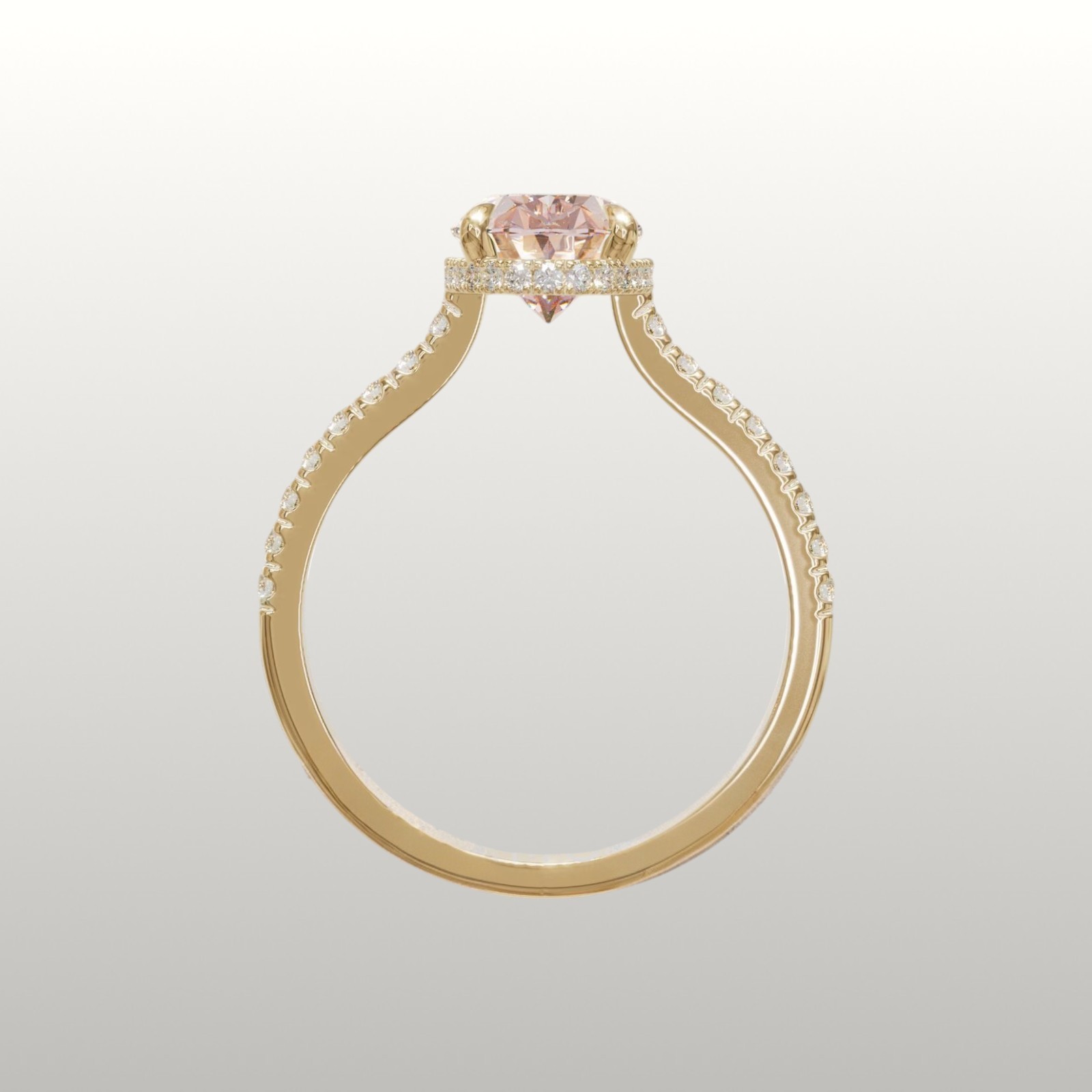 18k Yellow Gold Ring 4.90 Ct IGI Lab Created Fancy Intense Pink Oval Cut Diamond