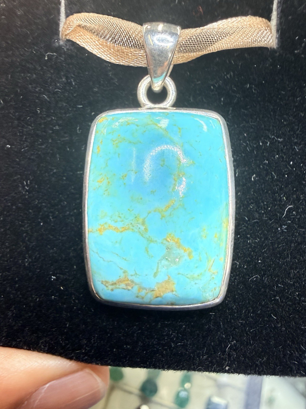 Beautiful Irani Natural Turquoise Pendant Handmade In 925 Sterling Silver