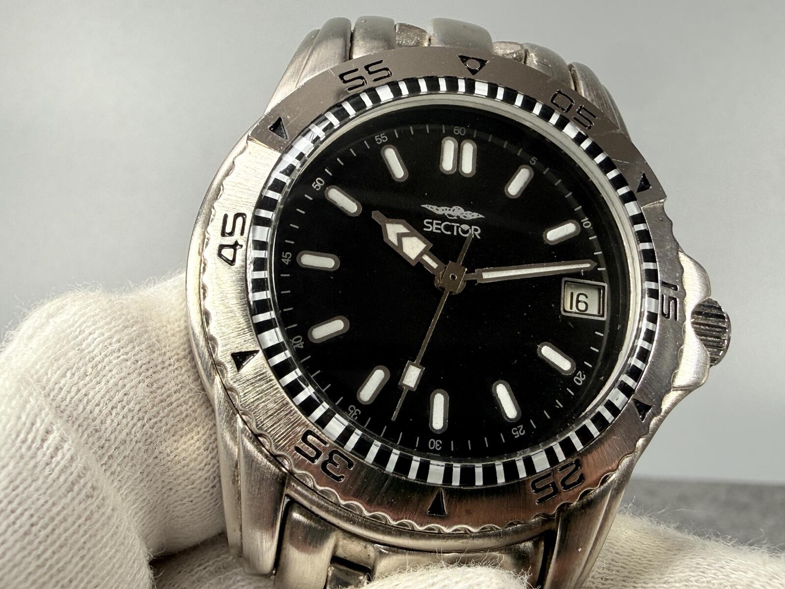 Sector Men’s 38mm Automatic Black Dial Diver Style Watch Stainless Steel Date￼