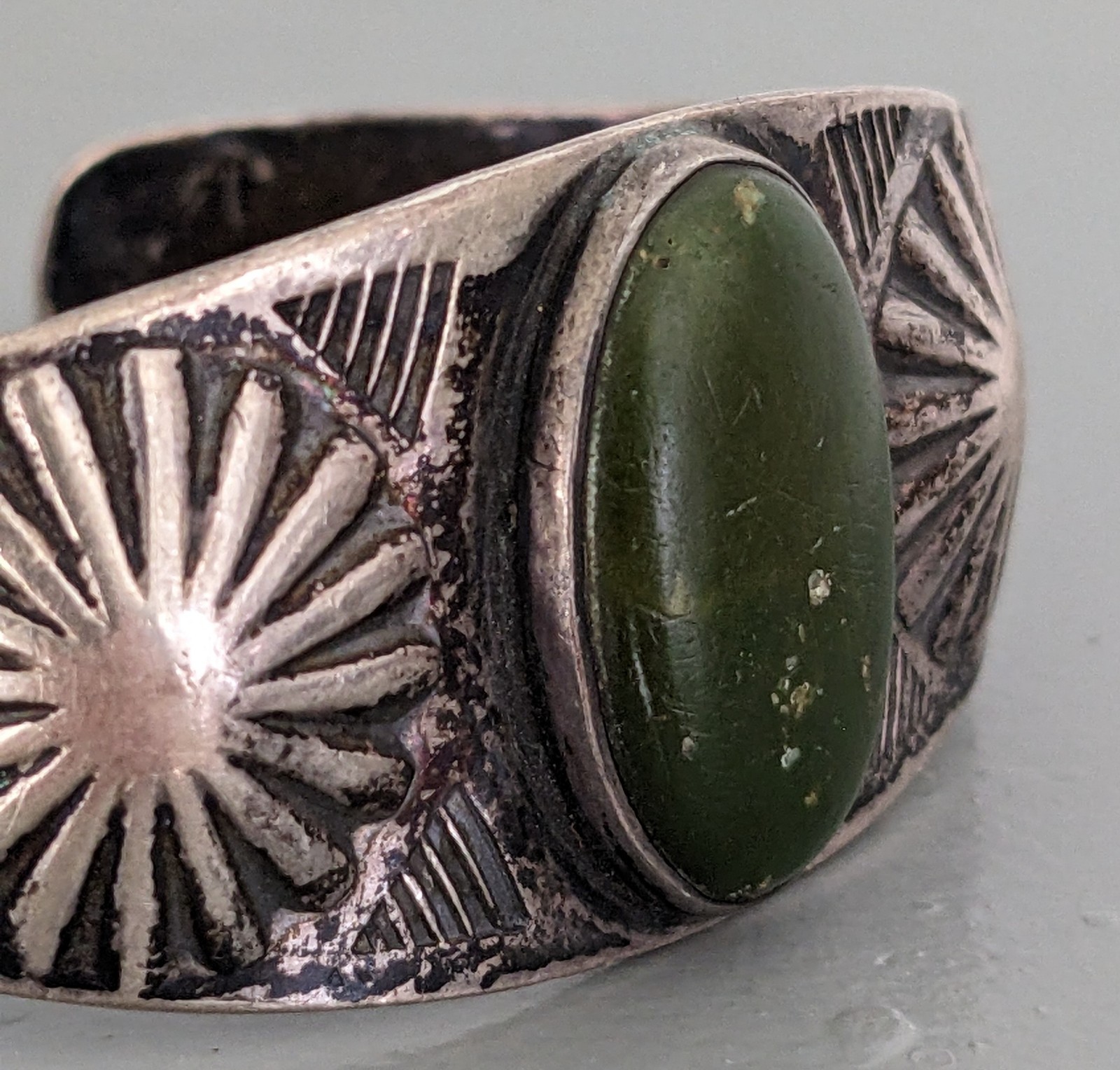 Fred Harvey Era Navajo Stamped Silver Cuff Bracelet