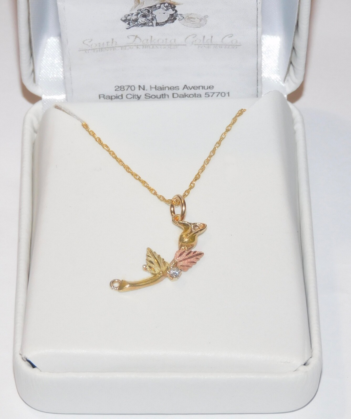 Black Hills Gold 10k Diamond Accent Rose Pendant Necklace