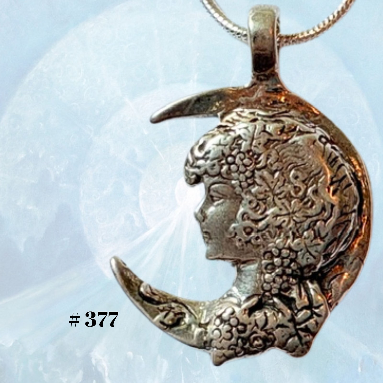 Cameo Lady in sterling w/ 20 in chain Moon Goddess handmade by JKL 377