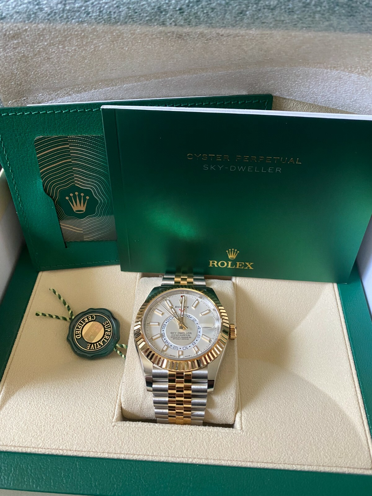 ROLEX WHITE DIAL NEW 2023 SKY DWELLER 336933 18K Gold/Steel Jubilee 42MM