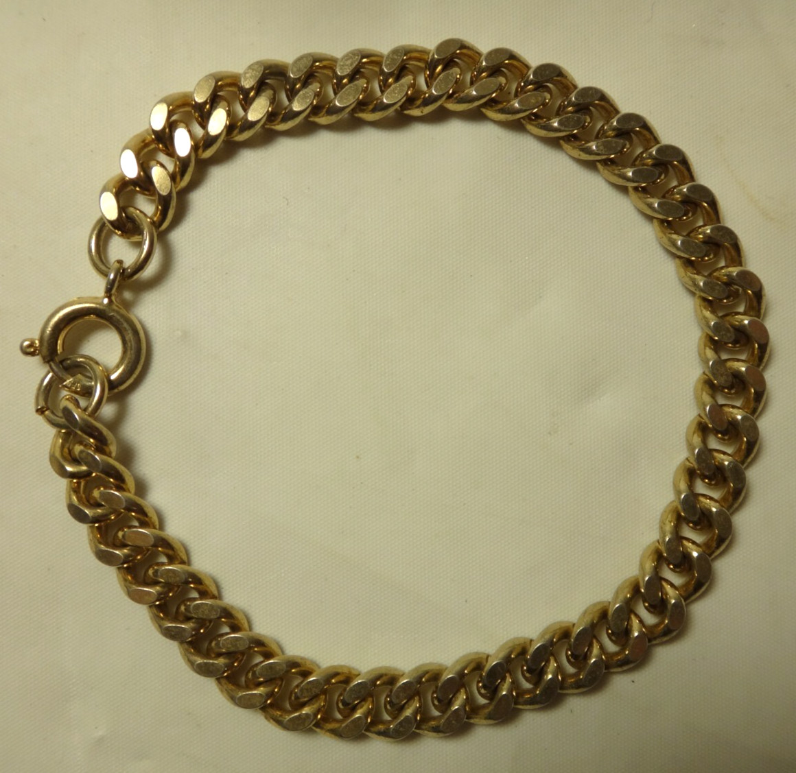 Vintage Gold Tone Curb Link Chain Bracelet 7.25″ Spring Ring Made in Germany