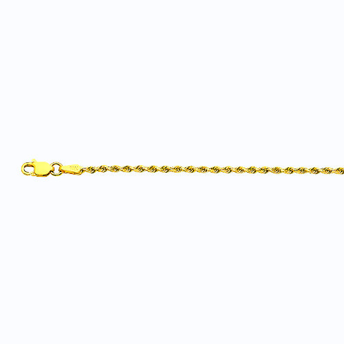 10k Yellow Gold 1.5mm-8mm Solid D/Cut Rope Chain Bracelet Size 7″-30″