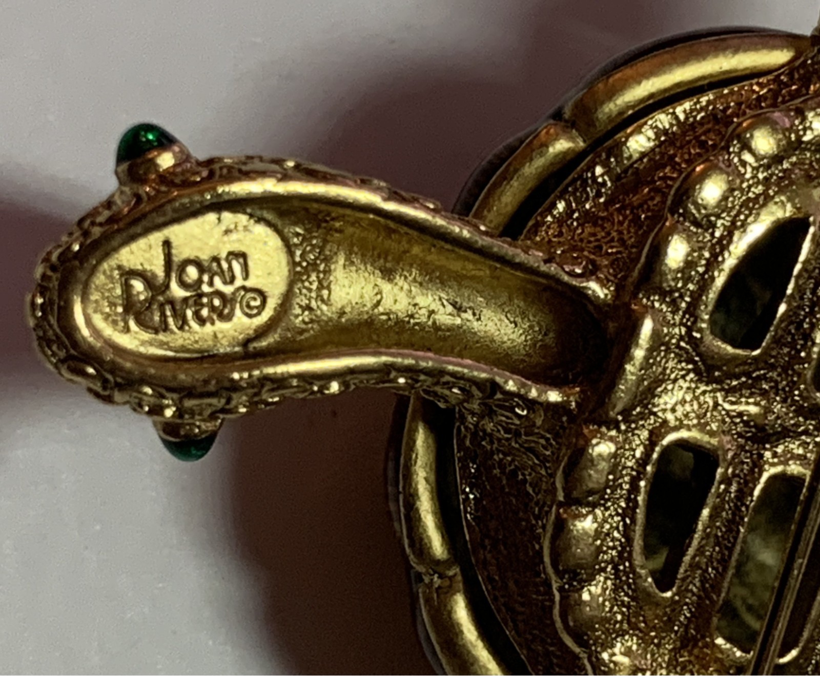 Vintage Joan Rivers Collection Topaz Crystal Enamel Turtle Brooch 3D