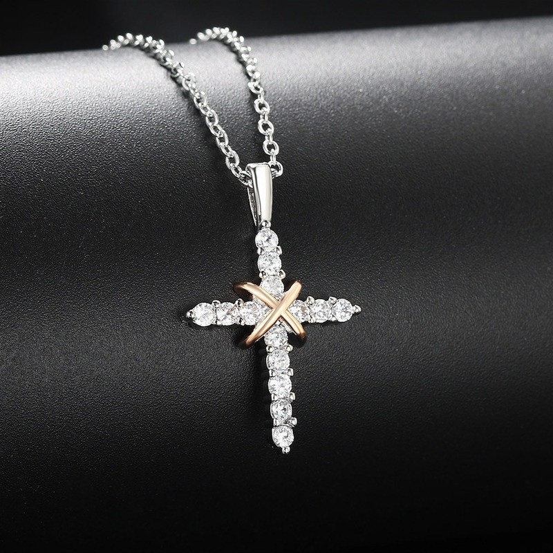 Two Tone Intertwined Pendant Cable Chain Necklace Silver Plated Unisex Jewelry