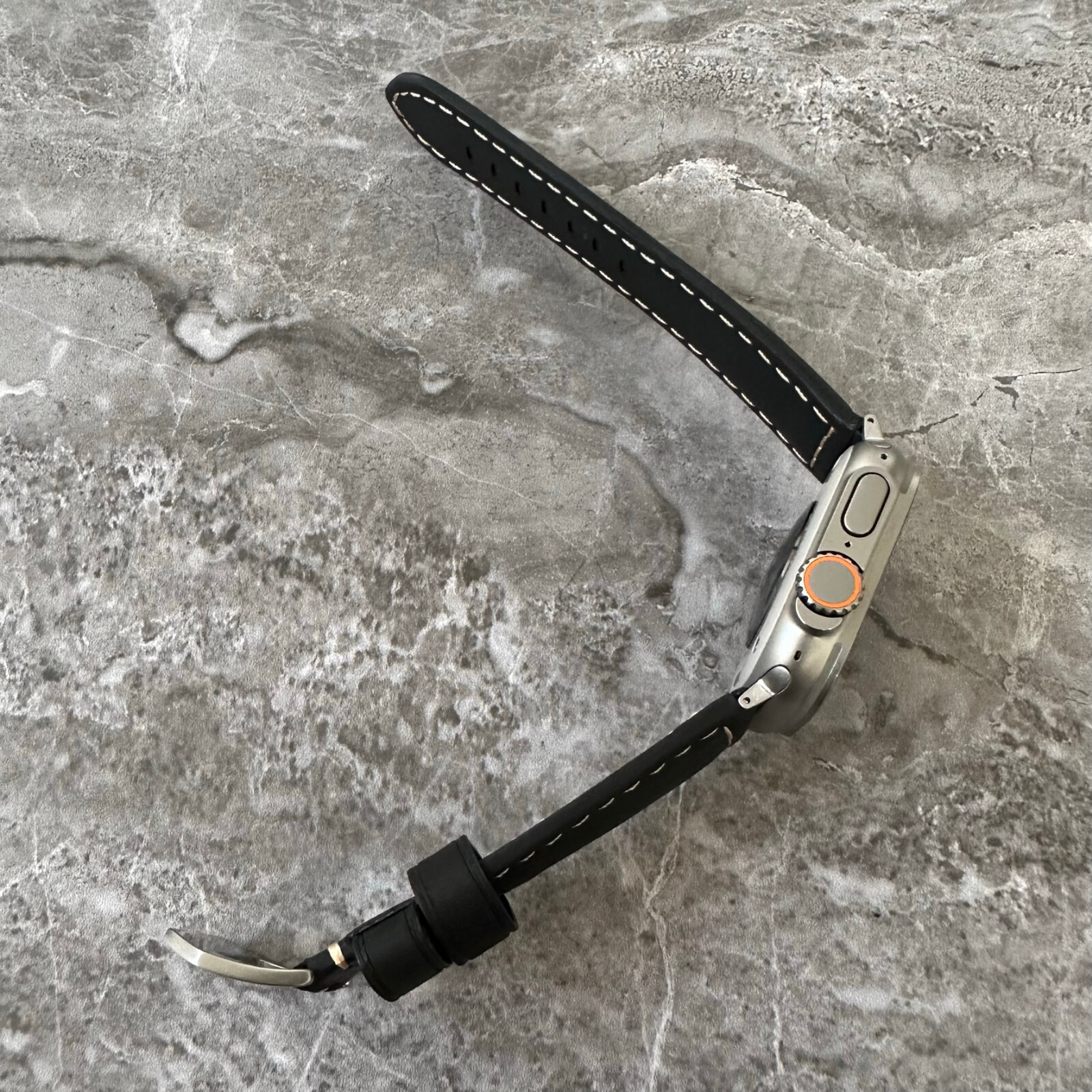 Black Suede Padded Leather Watch Strap Band For NEW Apple Watch Ultra 1 2 49mm