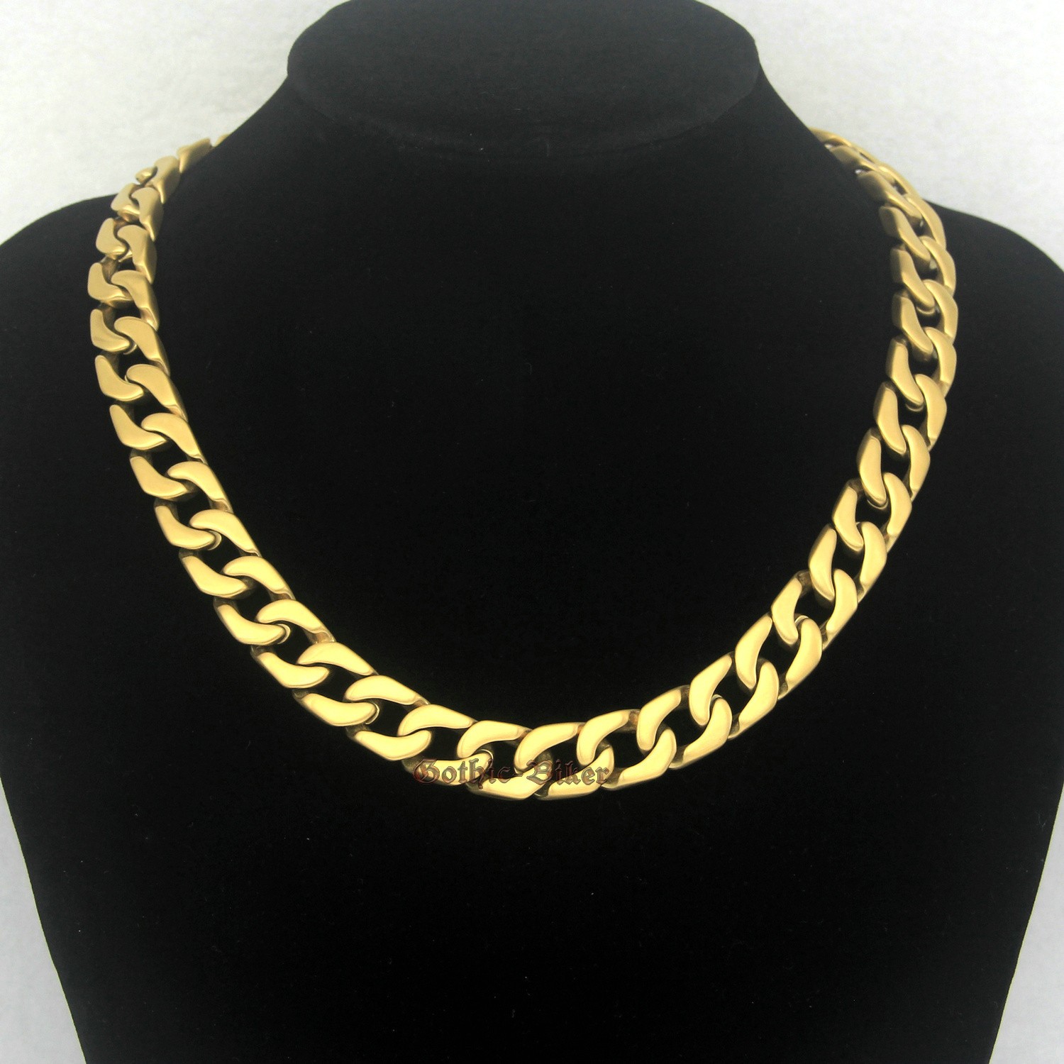 Heavy Men Cuban Curb Chain Stainless Steel Necklace Brush Matte 13mm Silver/Gold