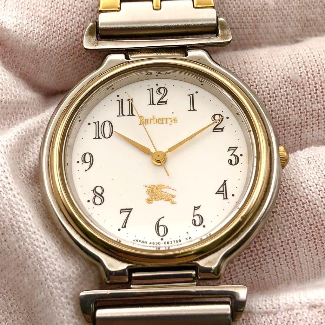 Working New Battery Burberry Wristwatch White Dial Horse Logo Quartz Combination