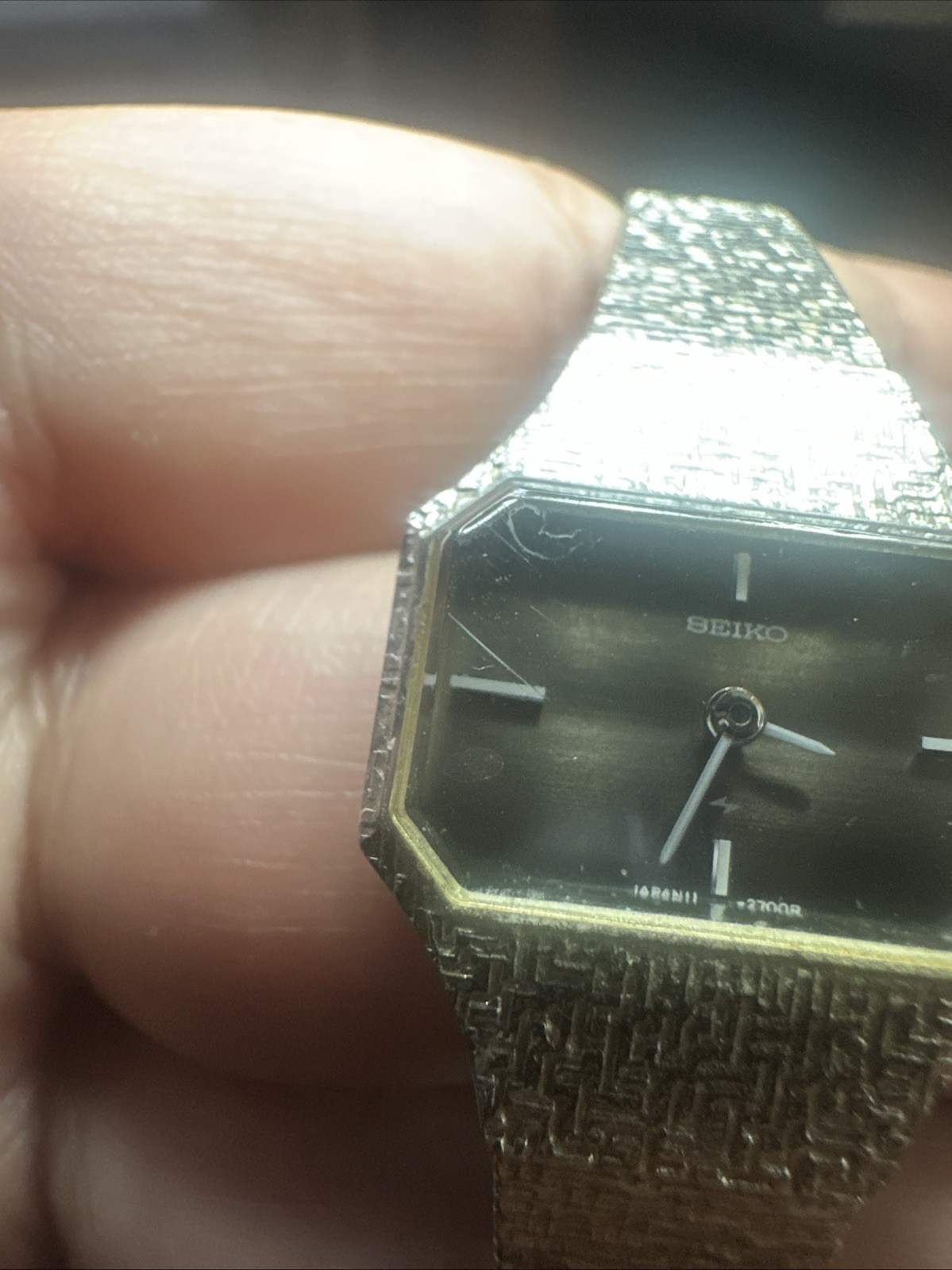 Working 1970s VTG Seiko Manual Wind Ladies Watch Silver/Black 21mm Fit 6in” Rare