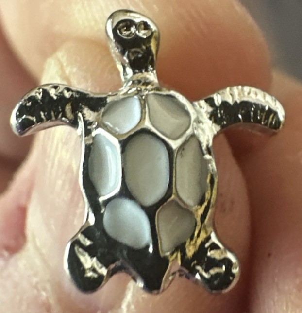 (3) Three Pair Teal & White Sea Turtle Stud Earrings