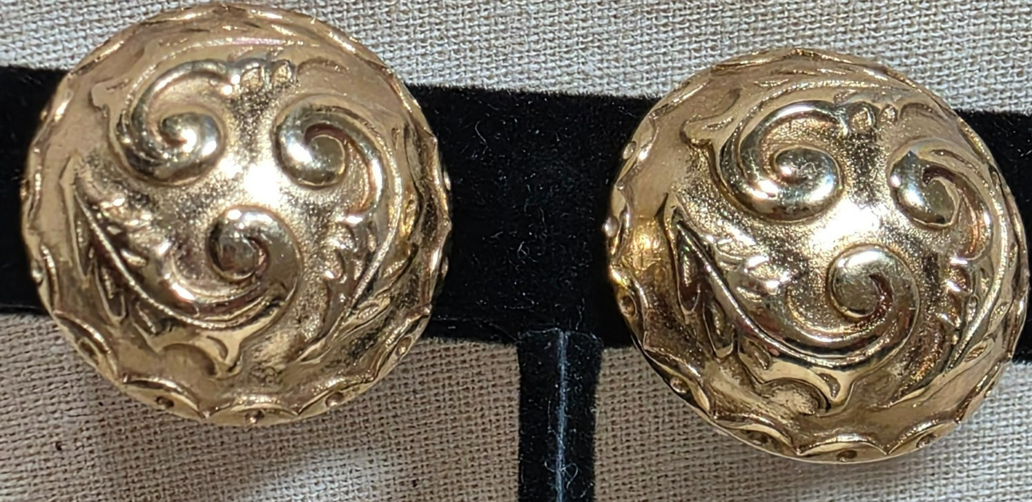 Vintage Givenchy Paris.New York Domed Clip-on Earrings