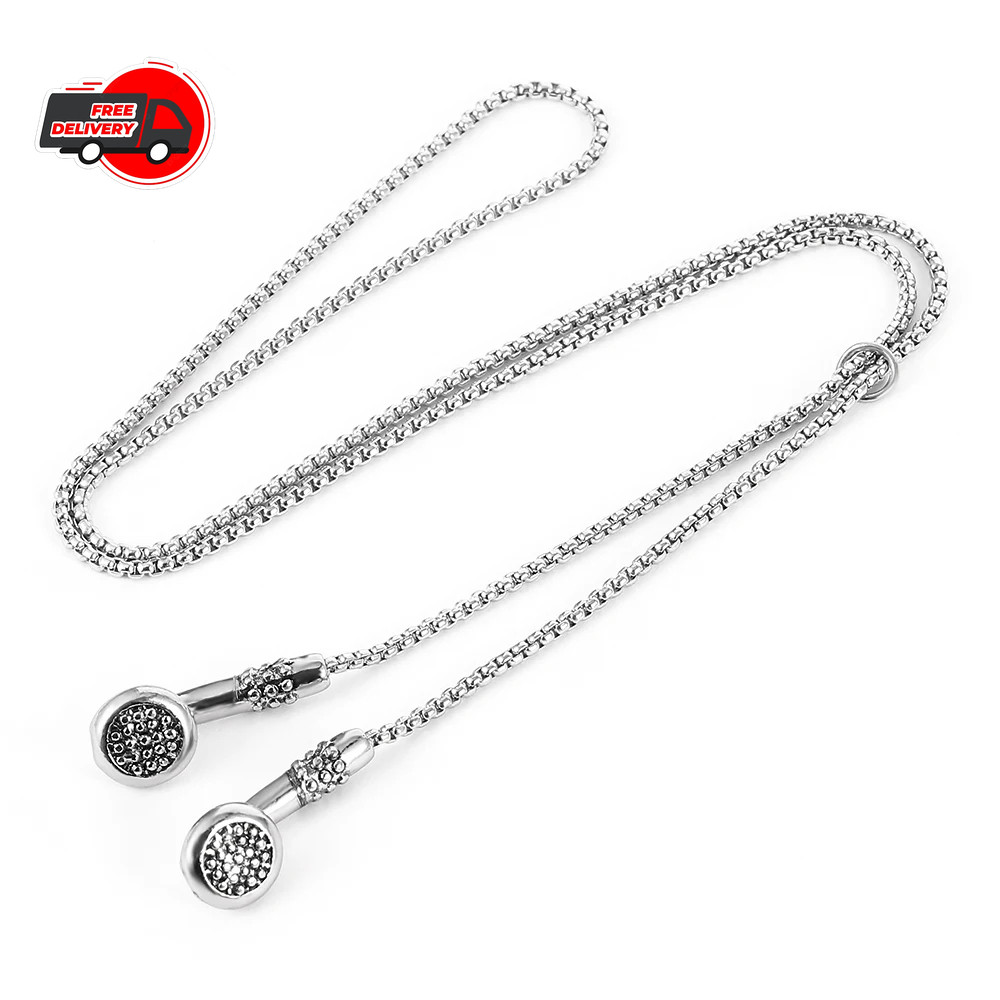 Fashion Necklace Hip-hop Kirsite Music Headphones Earbuds Pendant Metal Men
