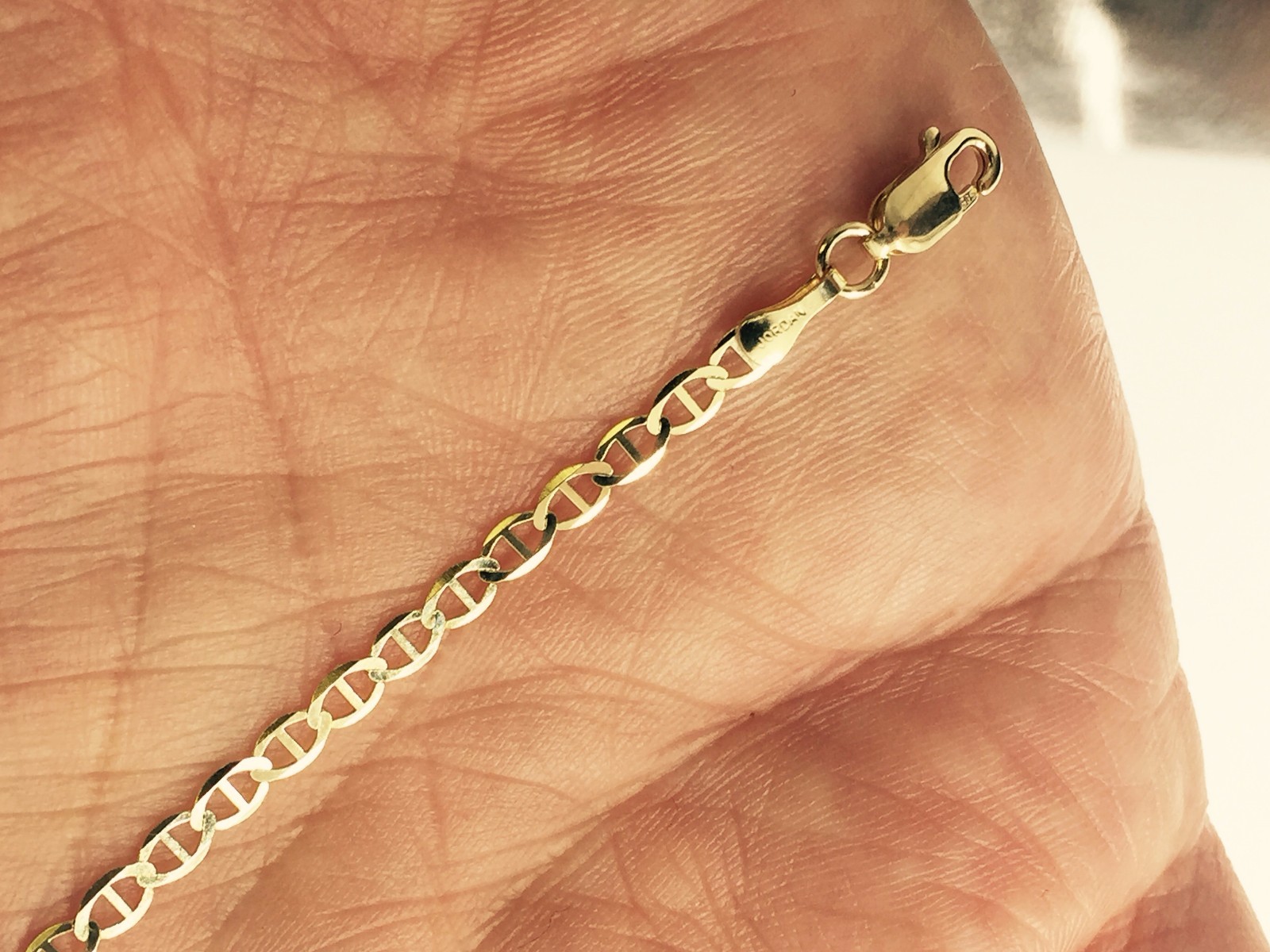 10k Yellow Gold 10″ Solid Anchor Mariner Link Anklet Chain Bracelet 3.2 mm 2Gram