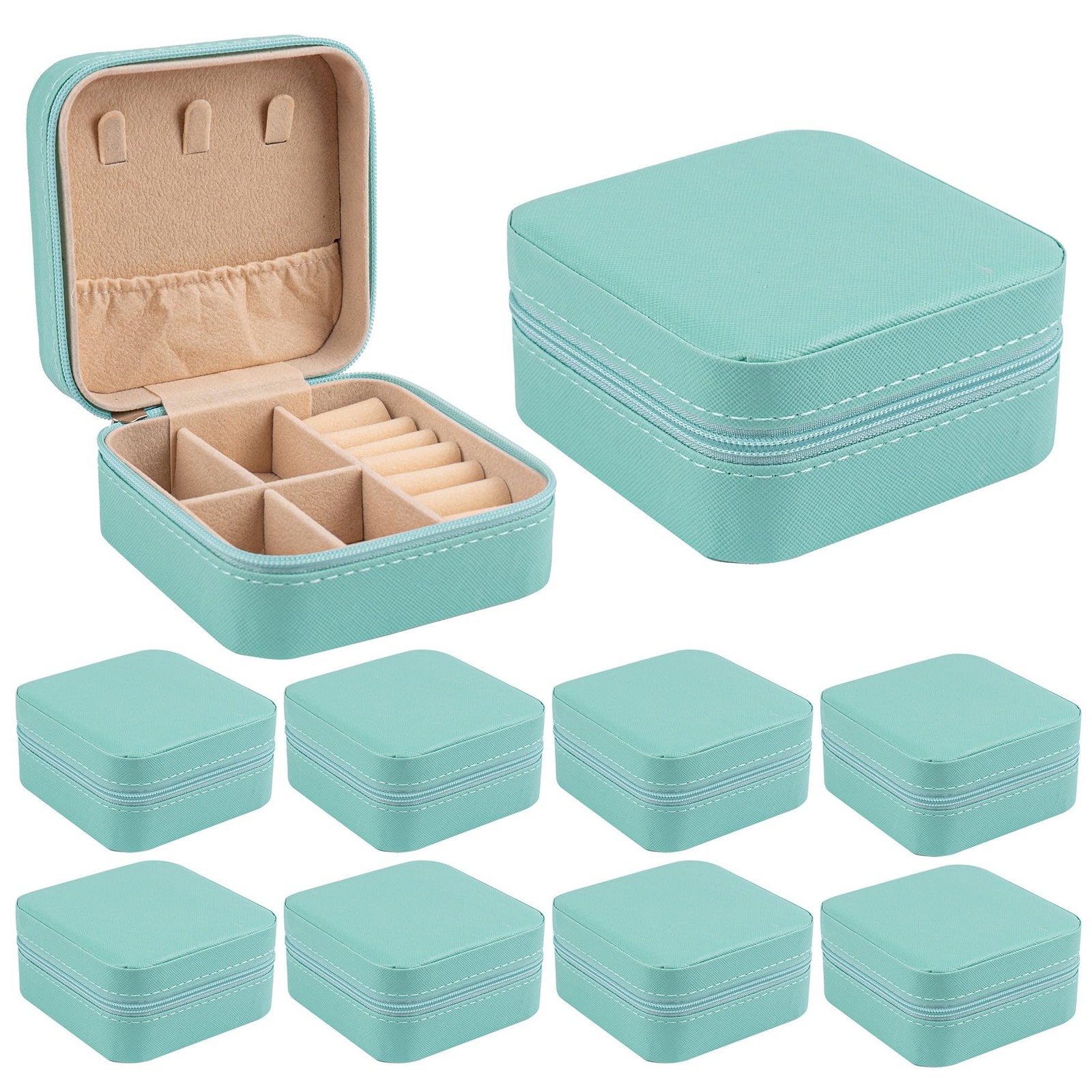 , 8 Pack Mini Travel Jewelry Box Small Organizers Portable Display Storage Ca…
