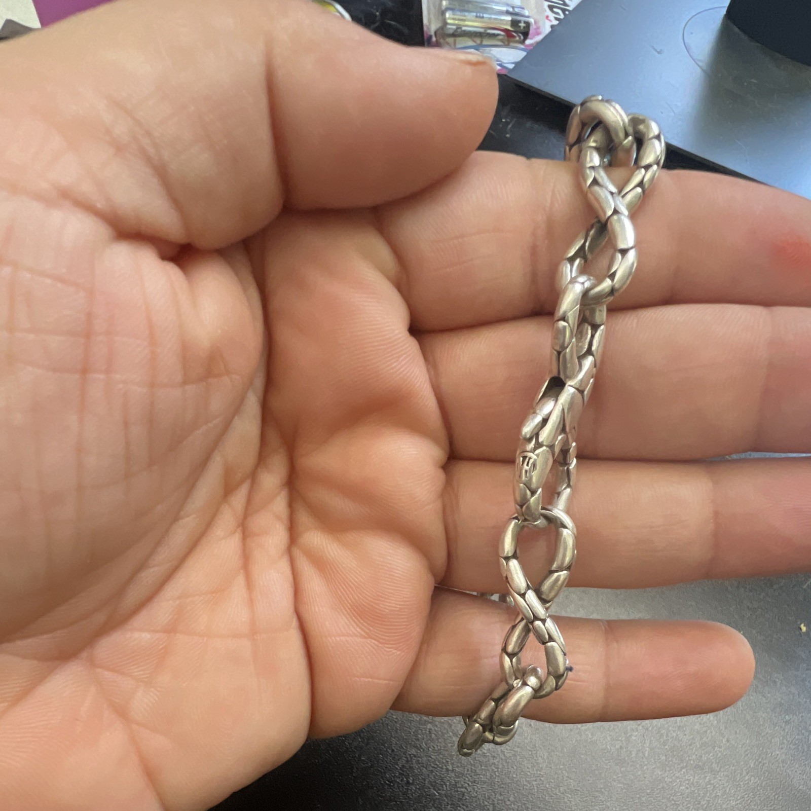 John Hardy Silver Bar Link Chain Bracelet, Chain Style, Metal, No Stone