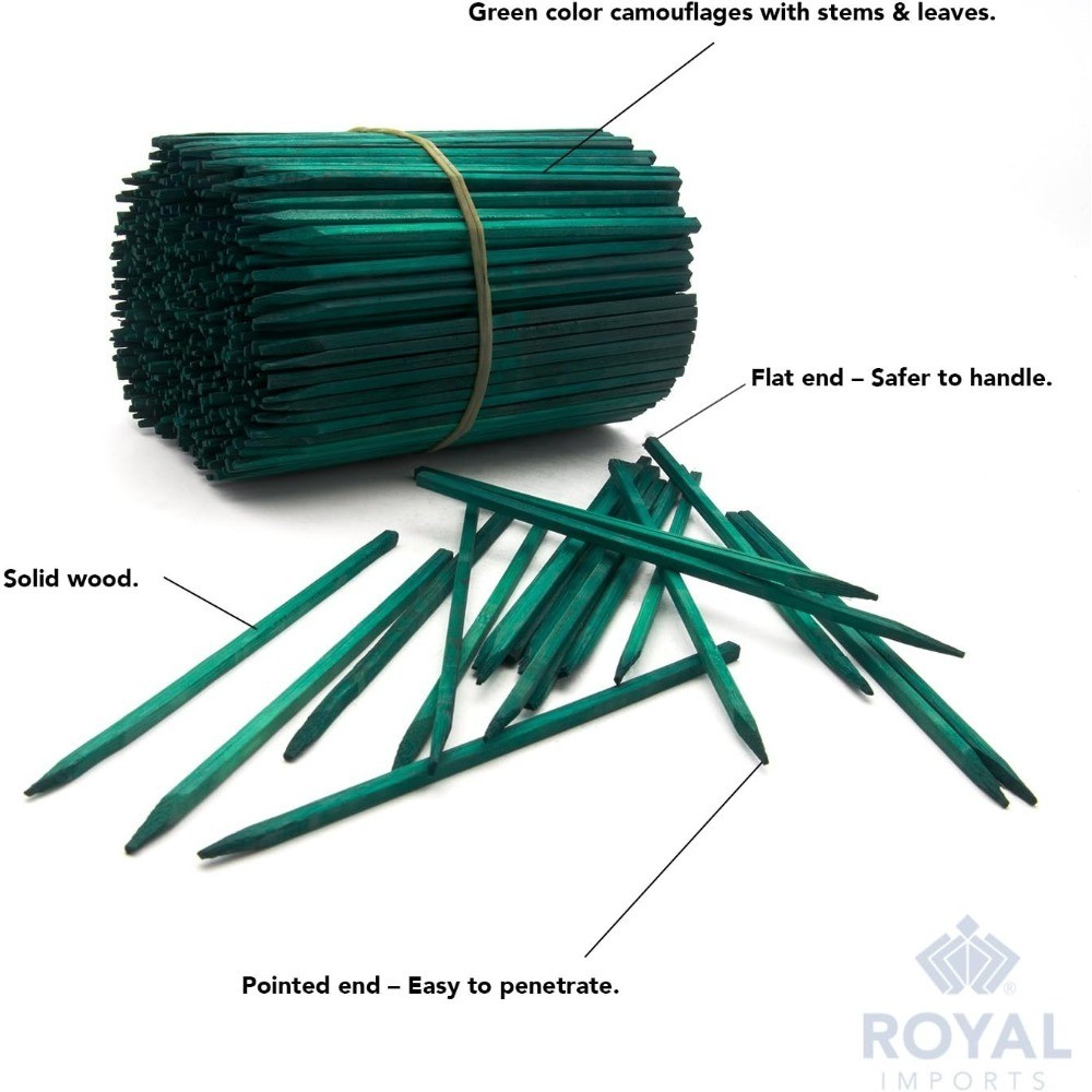 Green Wood Plant Stakes Floral Picks Wooden Sign Posts Garden Sticks 4 Inch 100