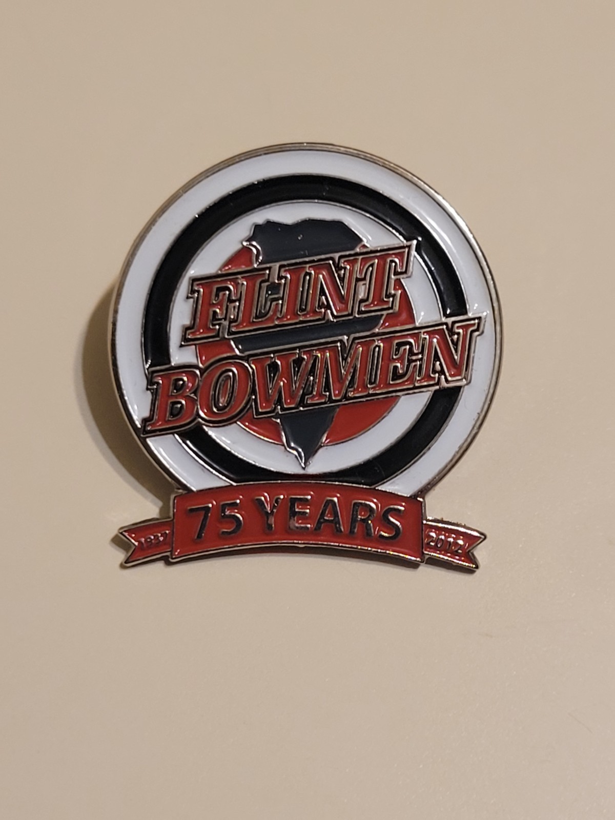 Silver-Lined Michigan Flint Bowmen Enamel Pins, 4cm × 4cm