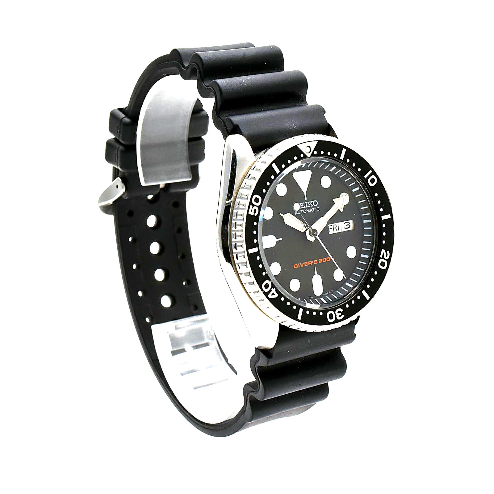 Seiko SKX007J Automatic Scuba Diver 200m Men Stainless Steel Day Date Black