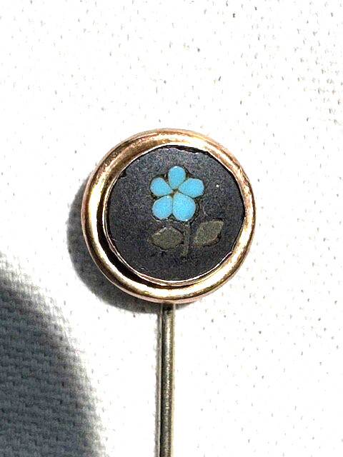 Victorian Minature Pietra Dura Forget Me Not Stickpin