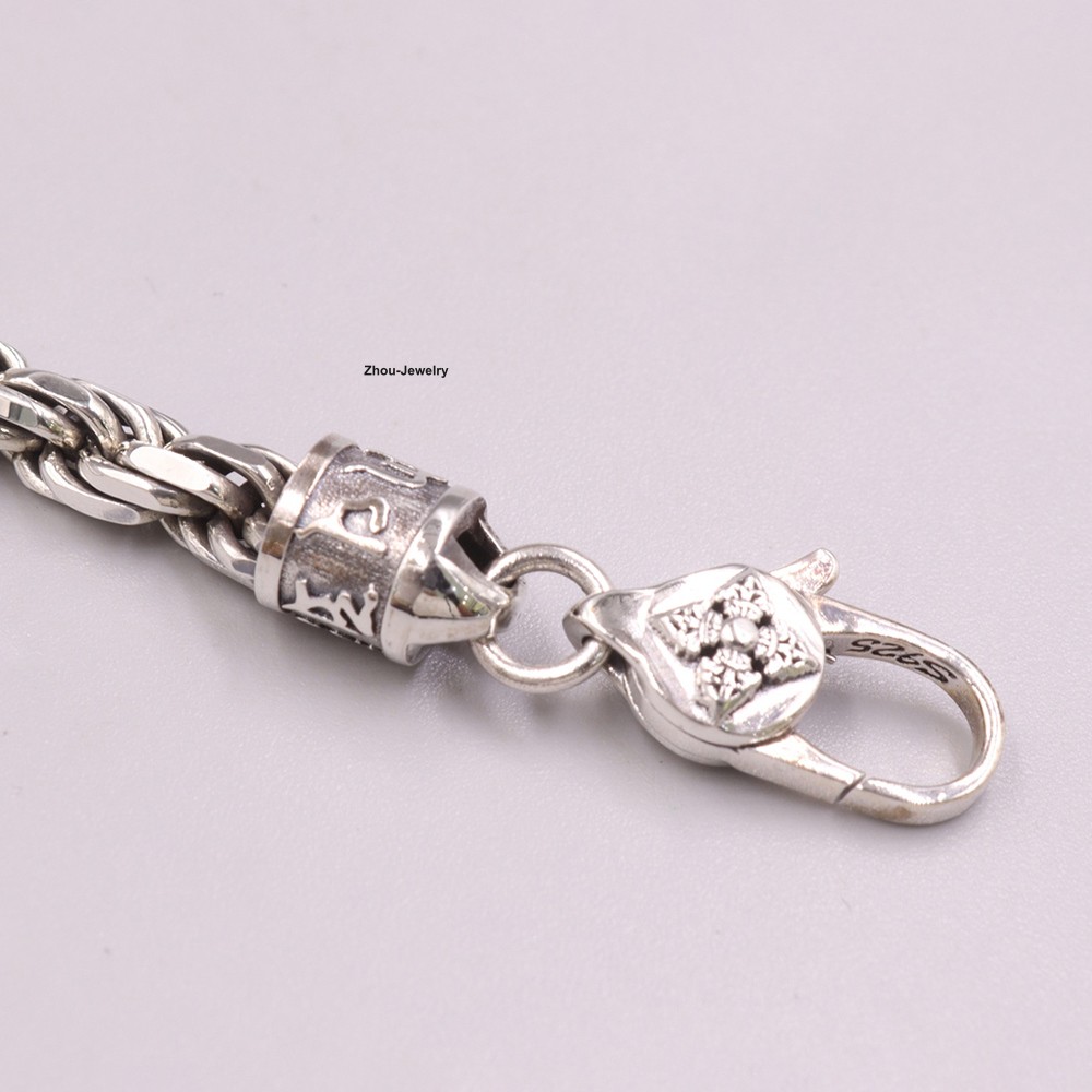 Solid 925 Sterling Silver Men’s Bracelet 6mm Rope Link Chain Bracelet 8.26inch